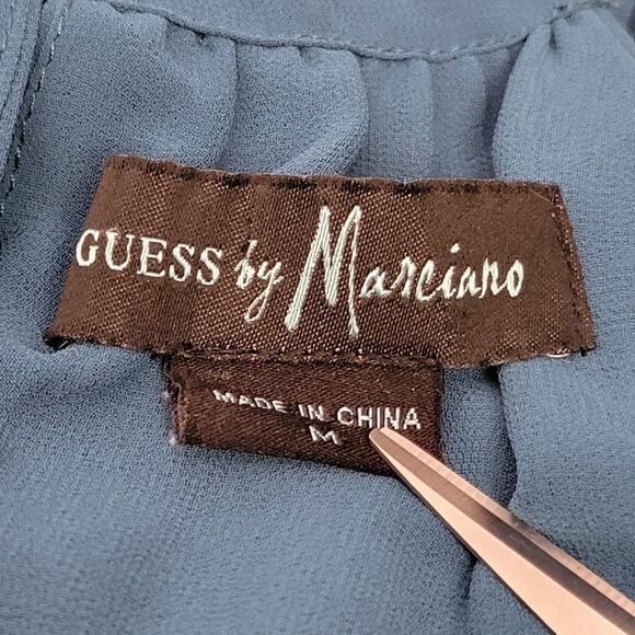 Guess By Marciano Green Turquoise Bluish Criss Cross Knot High Neck Dress Sz M - Picture 8 of 9